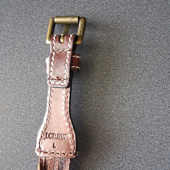 J.Crew Brown Leather Belt Y2k  Solid Brass Buckle New! main image 7